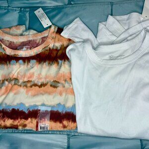 NWT Pair of Junior's NOBO Size 7-9 - White / Multi Colored Long Sleeve Top Shirt